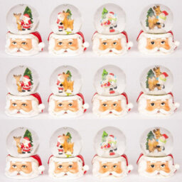 Shatchi Christmas Mini Snowglobe Water Ball Snow Dome Scene Resin Santa Face Base Table Decorations - thumbnail 3
