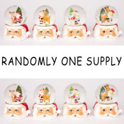 Shatchi Christmas Mini Snowglobe Water Ball Snow Dome Scene Resin Santa Face Base Table Decorations - thumbnail 2