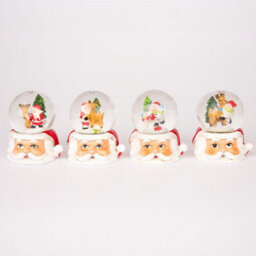 Shatchi Christmas Mini Snowglobe Water Ball Snow Dome Scene Resin Santa Face Base Table Decorations - thumbnail 1