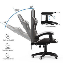Onemill Gaming Chair Racing Style Ergonomic High Back Computer Chair With Height Adjustment, Headrest And Lumbar Support(Black&white) - thumbnail 3