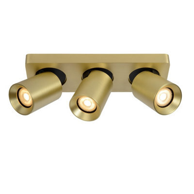 Lucide Nigel Modern Ceiling Spotlight Bar - Led Dim To Warm - Gu10 - 3X5W 2200K/3000K - Matt Gold, Brass - image 1
