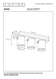 Lucide Nigel Modern Ceiling Spotlight Bar - Led Dim To Warm - Gu10 - 3X5W 2200K/3000K - Matt Gold, Brass - thumbnail 7
