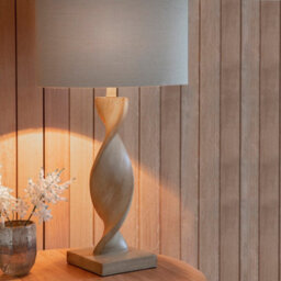 Luminosa Lighting Luminosa Abia Table Lamp Oak Effect Resin, Natural Linen Shade - thumbnail 6