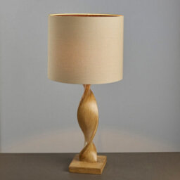 Luminosa Lighting Luminosa Abia Table Lamp Oak Effect Resin, Natural Linen Shade - thumbnail 2