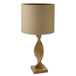 Luminosa Lighting Luminosa Abia Table Lamp Oak Effect Resin, Natural Linen Shade