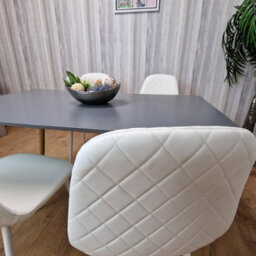 Kosy Koala Modern Rectangle Dark Grey Dining Table Set With 4 White Chairs Dining Room Furniture - thumbnail 7