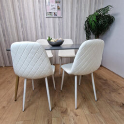 Kosy Koala Modern Rectangle Dark Grey Dining Table Set With 4 White Chairs Dining Room Furniture - thumbnail 5