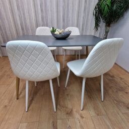 Kosy Koala Modern Rectangle Dark Grey Dining Table Set With 4 White Chairs Dining Room Furniture - thumbnail 3