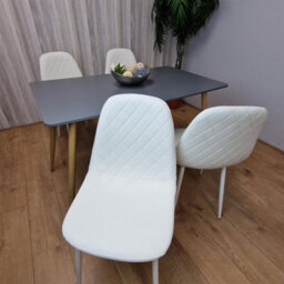 Kosy Koala Modern Rectangle Dark Grey Dining Table Set With 4 White Chairs Dining Room Furniture - thumbnail 2