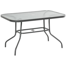 Outsunny Metal Garden Dining Table Outdoor Patio W/ Glass, Umbrella Hole - thumbnail 2