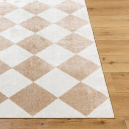 Livabliss Lillian-Washable White Bown Geometric Diamond Pattern Living Dining Rug 160 X 213 Cm Easy Care, Non Shedding - thumbnail 5