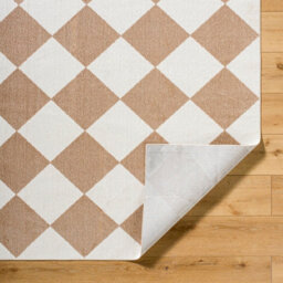 Livabliss Lillian-Washable White Bown Geometric Diamond Pattern Living Dining Rug 160 X 213 Cm Easy Care, Non Shedding - thumbnail 4