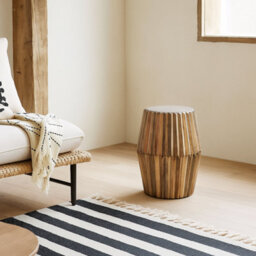Wyld Haus Arizona Natural Mango Wood Carved Side Table - thumbnail 1