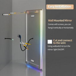 Luvodi 1200X600mm Smart Large Led Bathroom Mirror Rgb Illuminated Bluetooth Time Digital Display, Anti-Fog - thumbnail 9