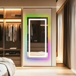 Luvodi 1200X600mm Smart Large Led Bathroom Mirror Rgb Illuminated Bluetooth Time Digital Display, Anti-Fog - thumbnail 8