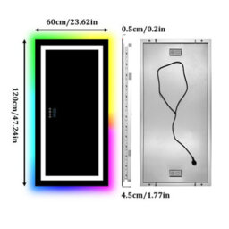 Luvodi 1200X600mm Smart Large Led Bathroom Mirror Rgb Illuminated Bluetooth Time Digital Display, Anti-Fog - thumbnail 2