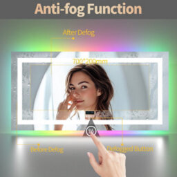 Luvodi 1200X600mm Smart Large Led Bathroom Mirror Rgb Illuminated Bluetooth Time Digital Display, Anti-Fog - thumbnail 4