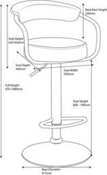 Lamboro Zenith Kitchen Bar Stool, Single, Height Adjustable Gas Lift, Comfortable Padded Seat, Breakfast & Home Bar Stool, Charcoal Grey - thumbnail 7
