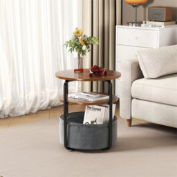 Brown 3-Tier Side Table W/ Removable Basket - thumbnail 2
