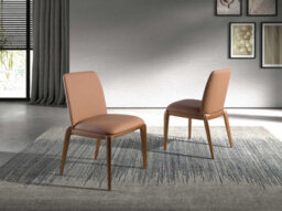 Angel Cerda Elegant Brown Leatherette Dining Chair With Walnut Legs - thumbnail 2