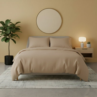 Flannelette Cotton Duvet Cover Set Soft Brushed Warm Bedding Set Beige - image 1