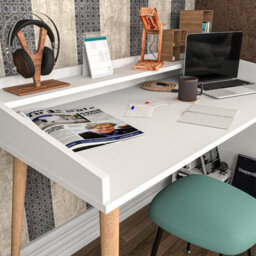 Decorotika 120Cm Vannessa Writing Desk White And Sapphire - thumbnail 3