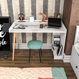 Decorotika 120Cm Vannessa Writing Desk White And Sapphire