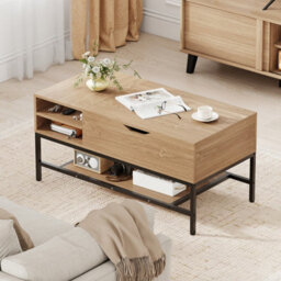 Costway Lift Top Coffee Table With Shelf Wooden Lifting Living Room Table-Natural - thumbnail 5