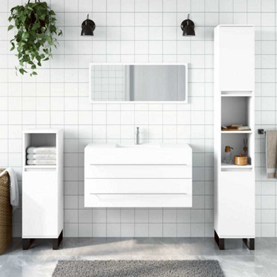 Walplus Bathroom Cabinet With Mirror White Engineered Wood - image 1