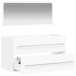 Walplus Bathroom Cabinet With Mirror White Engineered Wood - thumbnail 3