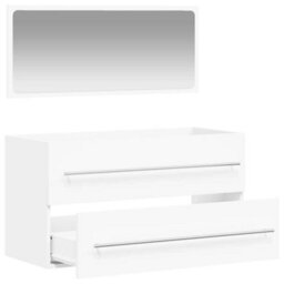 Walplus Bathroom Cabinet With Mirror White Engineered Wood - thumbnail 4