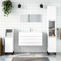 Walplus Bathroom Cabinet With Mirror White Engineered Wood - thumbnail 1