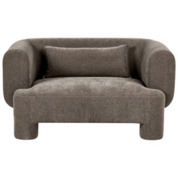 Beliani Soft Curved Brown Fabric 3-Seater Sofa With Matching Loveseat - No Assembly - thumbnail 6