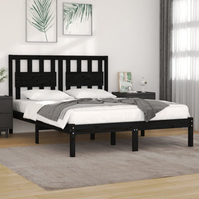 Berkfield Bed Frame Black Solid Wood Pine 200X200 Cm - image 1