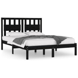 Berkfield Bed Frame Black Solid Wood Pine 200X200 Cm - thumbnail 2