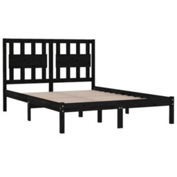 Berkfield Bed Frame Black Solid Wood Pine 200X200 Cm - thumbnail 4
