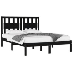 Berkfield Bed Frame Black Solid Wood Pine 200X200 Cm - thumbnail 3