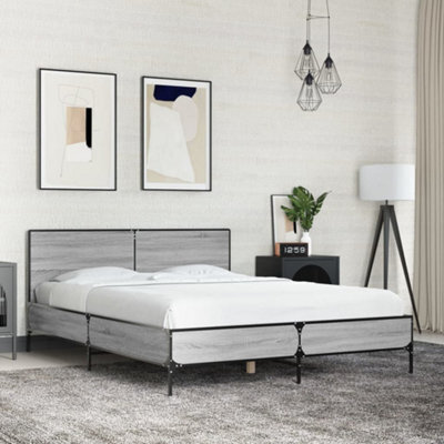 Berkfield Bed Frame Without Mattress Grey Sonoma 140X190 Cm - image 1