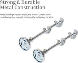 Lister Cartwright Double Curtain Extendable Pole Set With Chrome Ball Finials- 19mm & 28mm Metal Poles(120- 220 Cm) - thumbnail 5