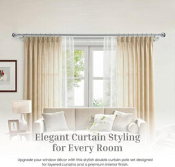 Lister Cartwright Double Curtain Extendable Pole Set With Chrome Ball Finials- 19mm & 28mm Metal Poles(120- 220 Cm) - thumbnail 6