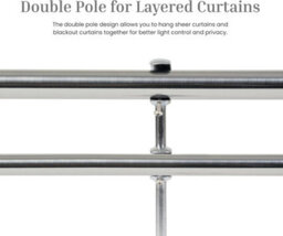 Lister Cartwright Double Curtain Extendable Pole Set With Chrome Ball Finials- 19mm & 28mm Metal Poles(120- 220 Cm) - thumbnail 4