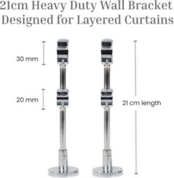 Lister Cartwright Double Curtain Extendable Pole Set With Chrome Ball Finials- 19mm & 28mm Metal Poles(120- 220 Cm) - thumbnail 2