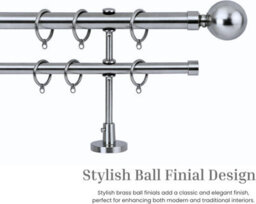 Lister Cartwright Double Curtain Extendable Pole Set With Chrome Ball Finials- 19mm & 28mm Metal Poles(120- 220 Cm) - thumbnail 3