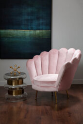 Orsina Glamorous Design Pink Scalloped Chair, Sturdy Occassional Arm Chair, Stylish Armchair For Livingroom - thumbnail 2