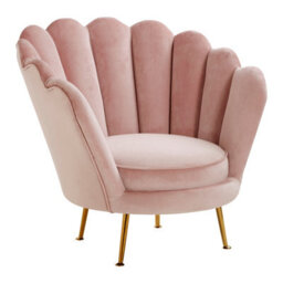 Orsina Glamorous Design Pink Scalloped Chair, Sturdy Occassional Arm Chair, Stylish Armchair For Livingroom
