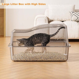 London Boutique 60X40X34.5Cm Stainless Steel Enclosed Cat Litter Box, Top Entry High Sided Tray, Scoop, Black - thumbnail 5