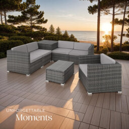Tectake Garden Furniture Set Pisa - Modular Sofa, Armchair, Coffee Table, Cushion Storage Box  - Grey - thumbnail 8