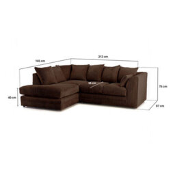 BlissFurniture Ltd Bliss Furniture Brown Jumbo Cord 4 Seater Left Hand Corner Sofa Scatter Back Design Compact And Comfortable Sofa - thumbnail 2