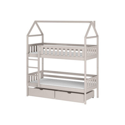 Arte Gaja Wooden Bunk Bed With Storage - Cashmere - Foam Mattresses Included - 90 X 190Cm - image 1
