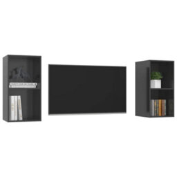 Berkfield Wall-Mounted Tv Cabinets 2 Pcs High Gloss Grey Engineered Wood - thumbnail 3